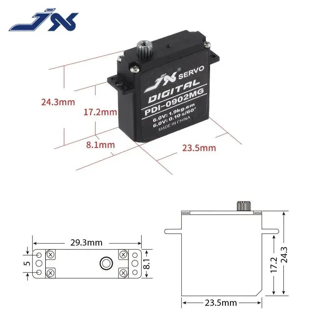 JX PDI-0902MG 9.4g 2.6kg High Torque Standard Digital Servo for RC Plane Robot Helicopter