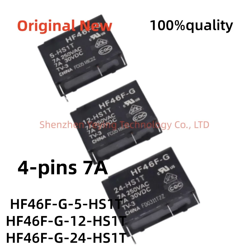 1Pcs/Lot 100% New Hf46F-G-5-Hs1T Hf46F-G-12-Hs1T Hf46F-G-24-Hs1T 4-Pin 7A