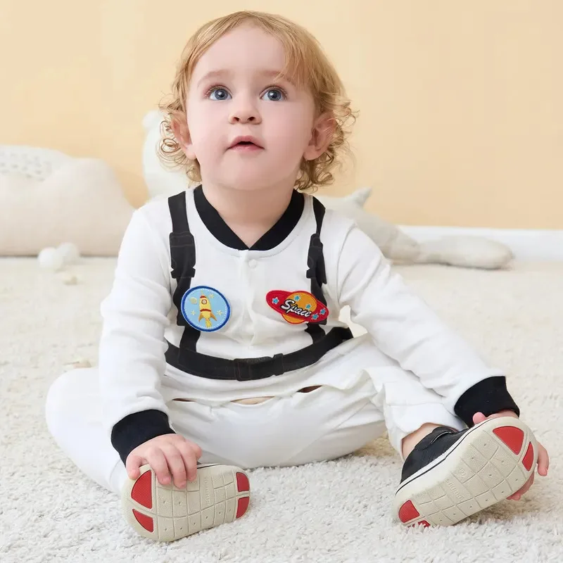 Umorden Bianco Baby Boy Astronauta Costume Cosplay Spazio Vestito Neonato 3M 6M 9M 12M Primavera Autunno Pagliaccetto Tuta Compleanno vestito