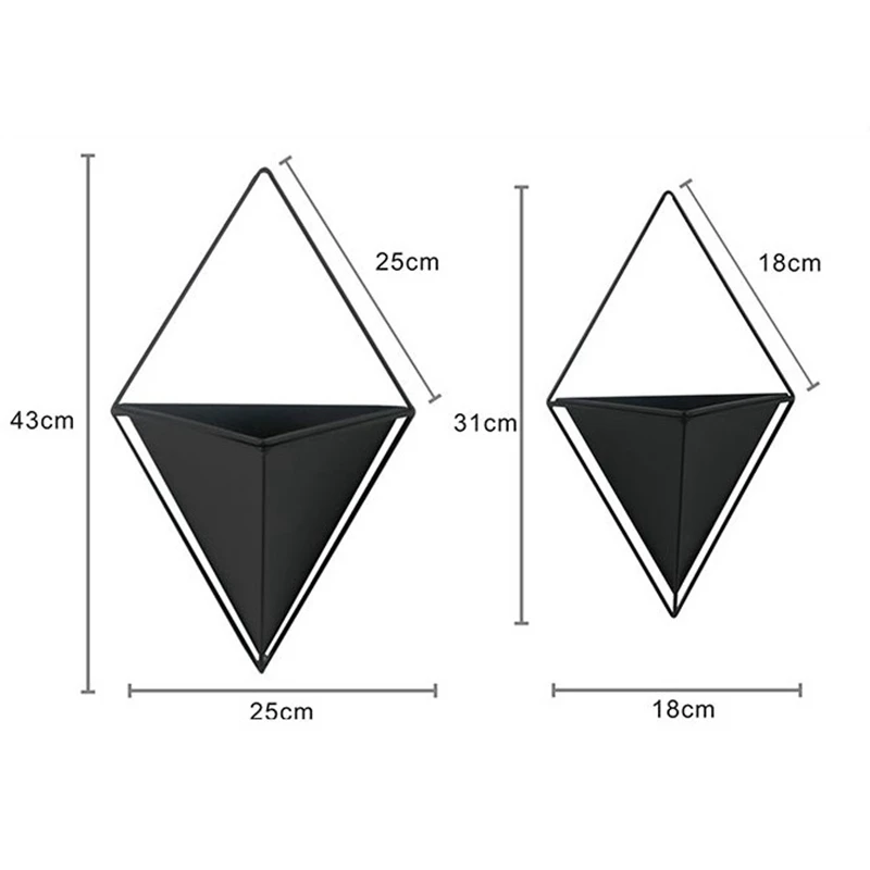 Triangular Hanging Planters Pot Indoor Outdoor Modern Flower Plant Hanging Basket Triple-Cornered Iron Wall Pot