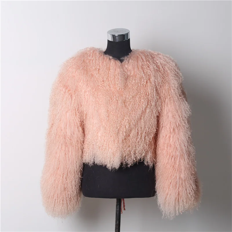 

Wholesale Genuine Sheep Wool Jackets Winter Warm Thick Fluffy Fashion Mongolian Fur Short Coat