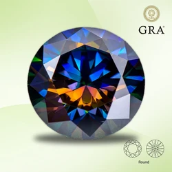 Moissanite Gemstone Rainbow Purple Round Cut Lab Grown Diamond for DIY Women Jewelry Rings Earrings Making with GRA Certificate