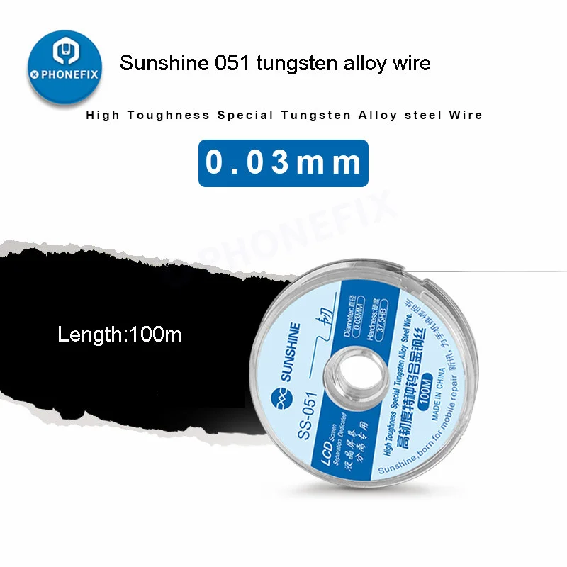 Fil d'acier allié de tungstène d'espacement de dureté de Wirehigh Coupe ultra-fine 0.03MM de fil de séparation d'écran d'affichage à cristaux liquides de SS-051 de phare