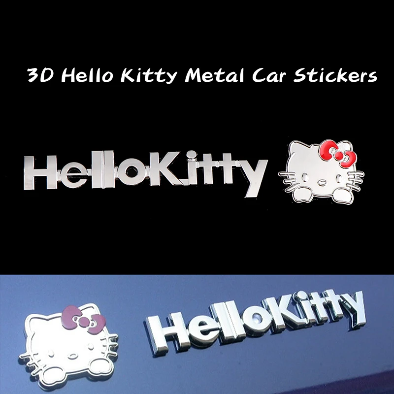 

3D Metal Hello Kitty Car Stickers Sanrio Anime Auto Decor Scratches Decor Kawaii Car Accessories Stickers Auto Motorcycle Gift