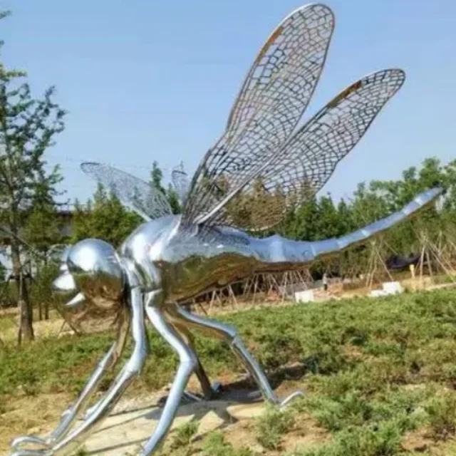 Custom Outdoor Metal Insect Statue Stainless Steel Dragonfly Sculpture for Garden Decoration