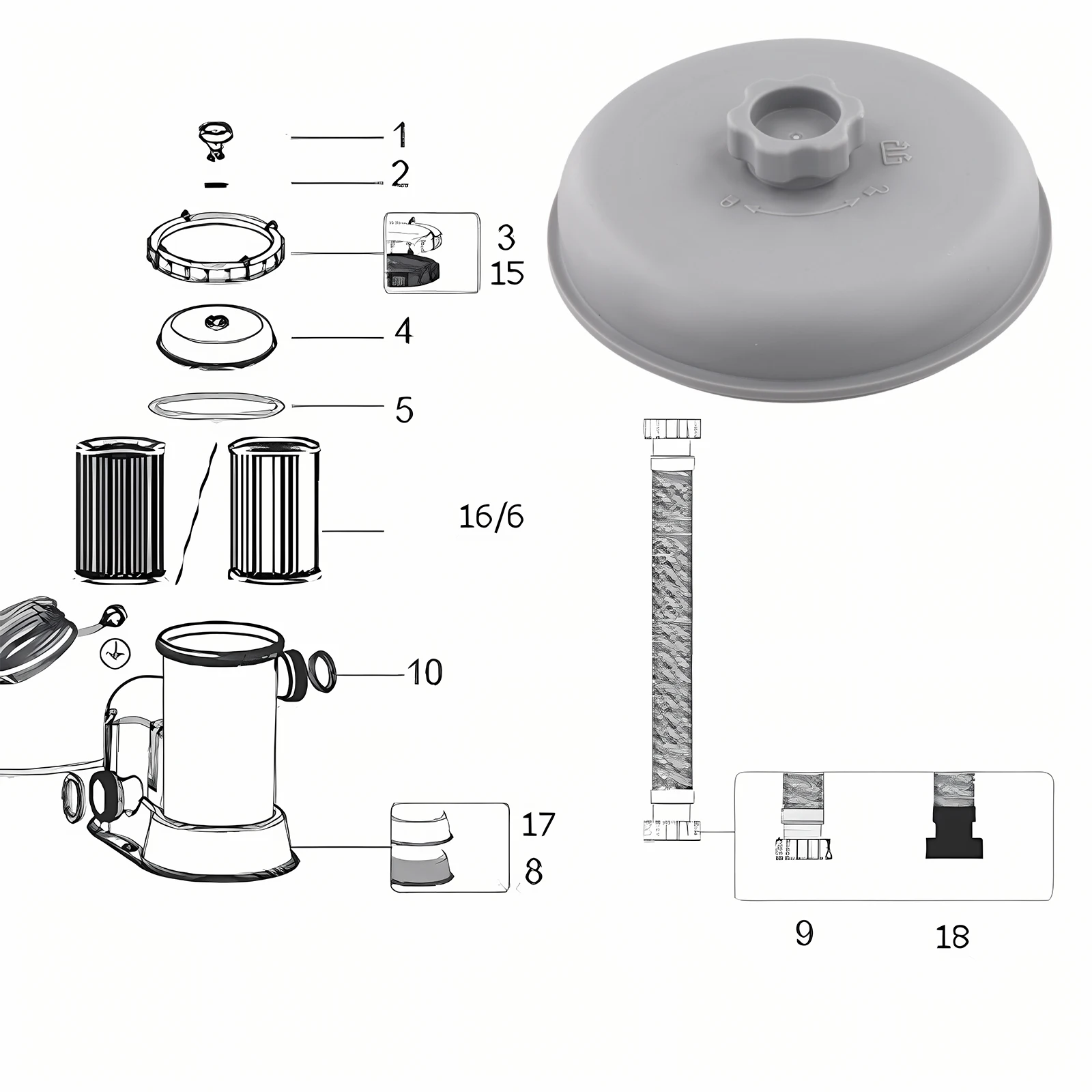 Replacement Filter Lid P05425 Plus 38mm Hose Connector For Intex For Coleman Sand Cartridge Systems P6916 Pool Equipment Part