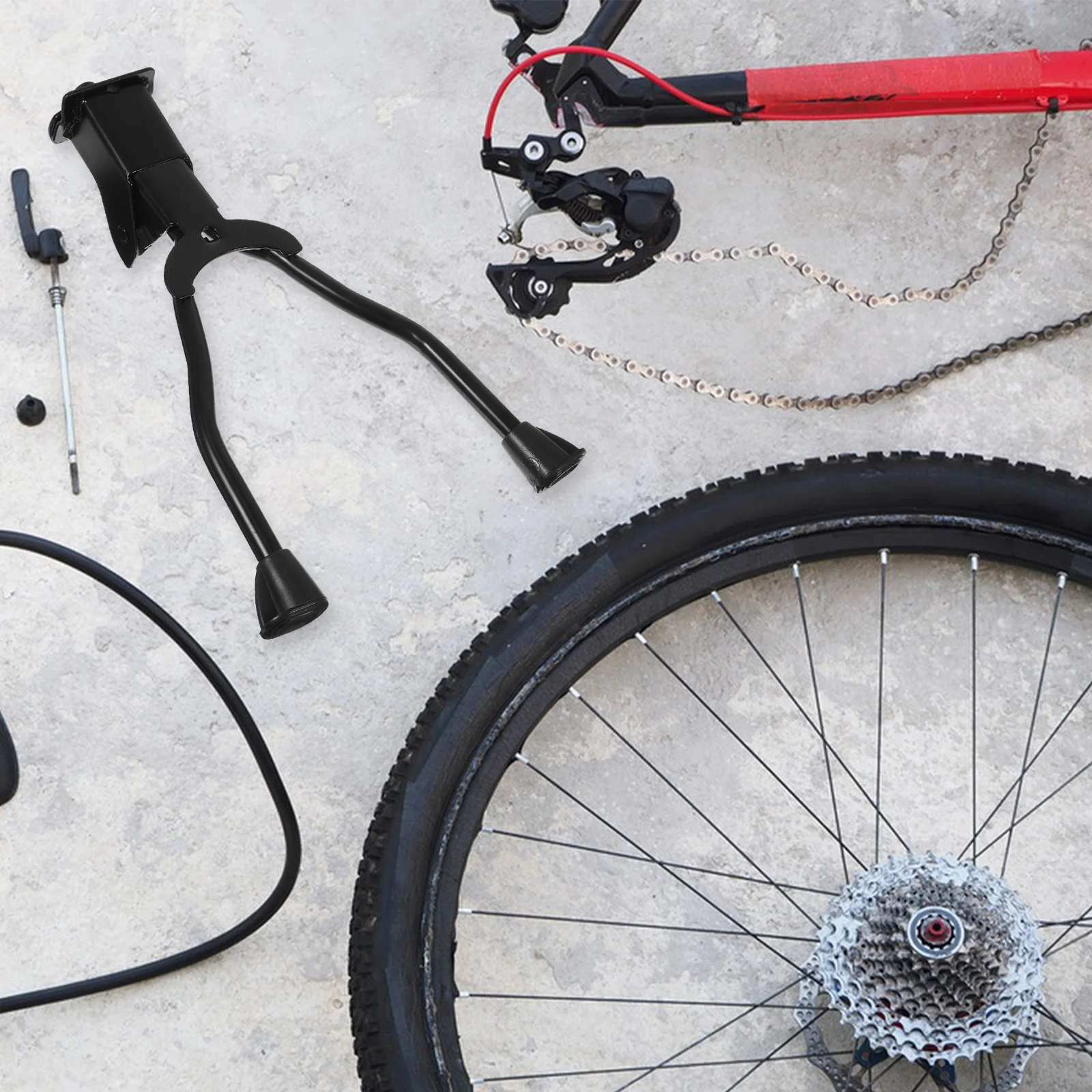 

1Pcs Double Leg Foldable Bike Kickstand Adjustable Holder Parking Rack Mountain Bike Support Side Kick Stand Black