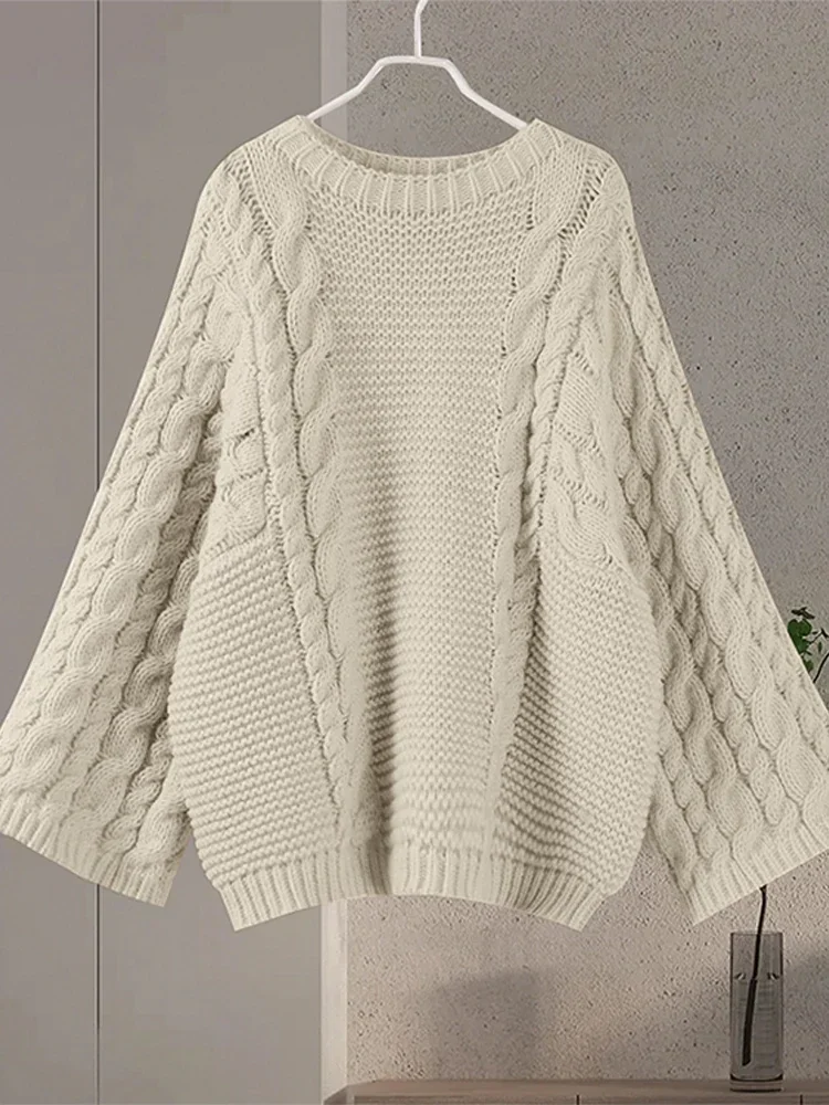 Oversize Solid Sweater Female Autumn Winter Loose Sleeves Knitwear Lady Sweater Women Traf Bershka Sweater Mujer Suéteres