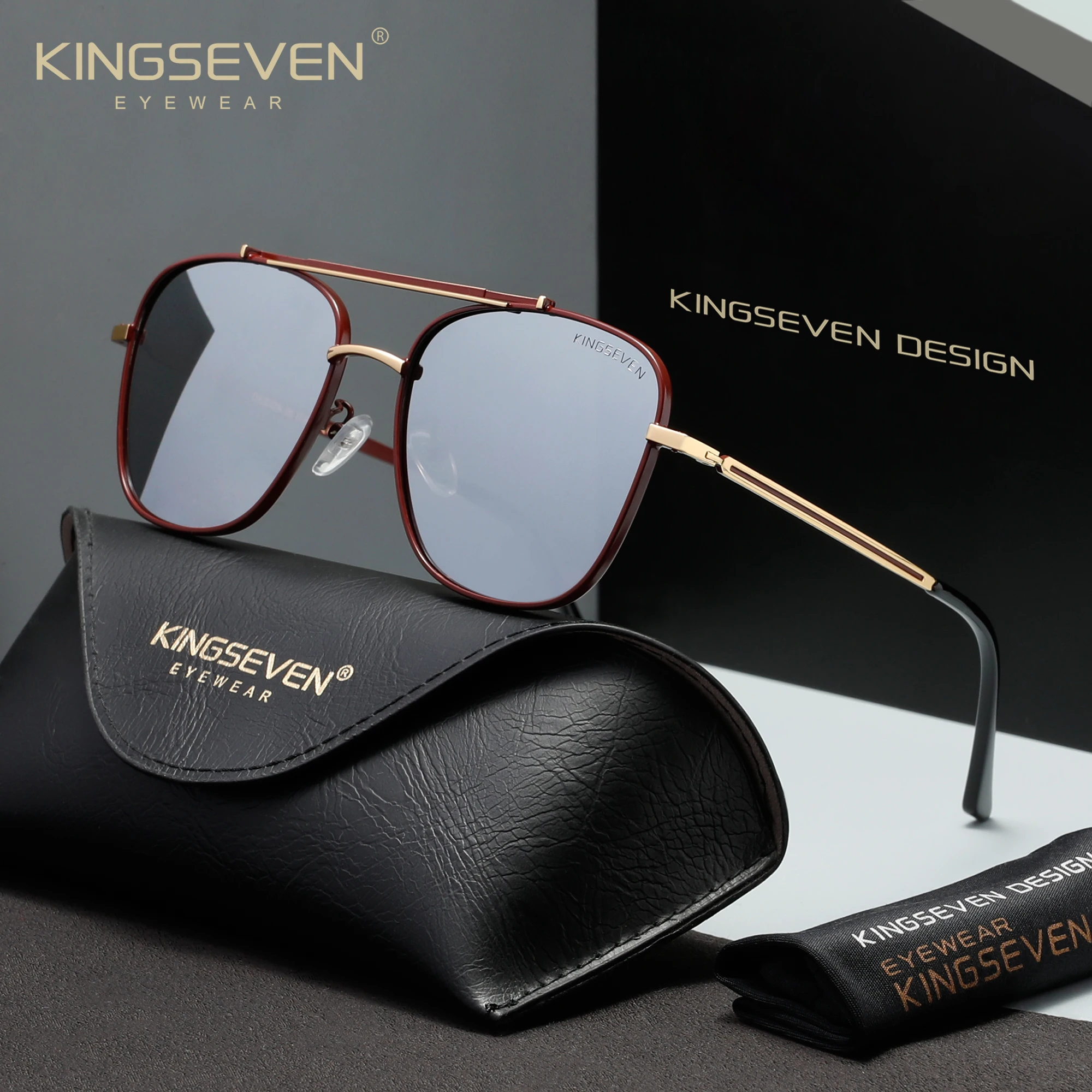 

Солнцезащитные очки KINGSEVEN для женщин/мужчин, поляризационные, UV400, модные, с серебристыми линзами, для вождения, повседневные, квадратные, в оправе