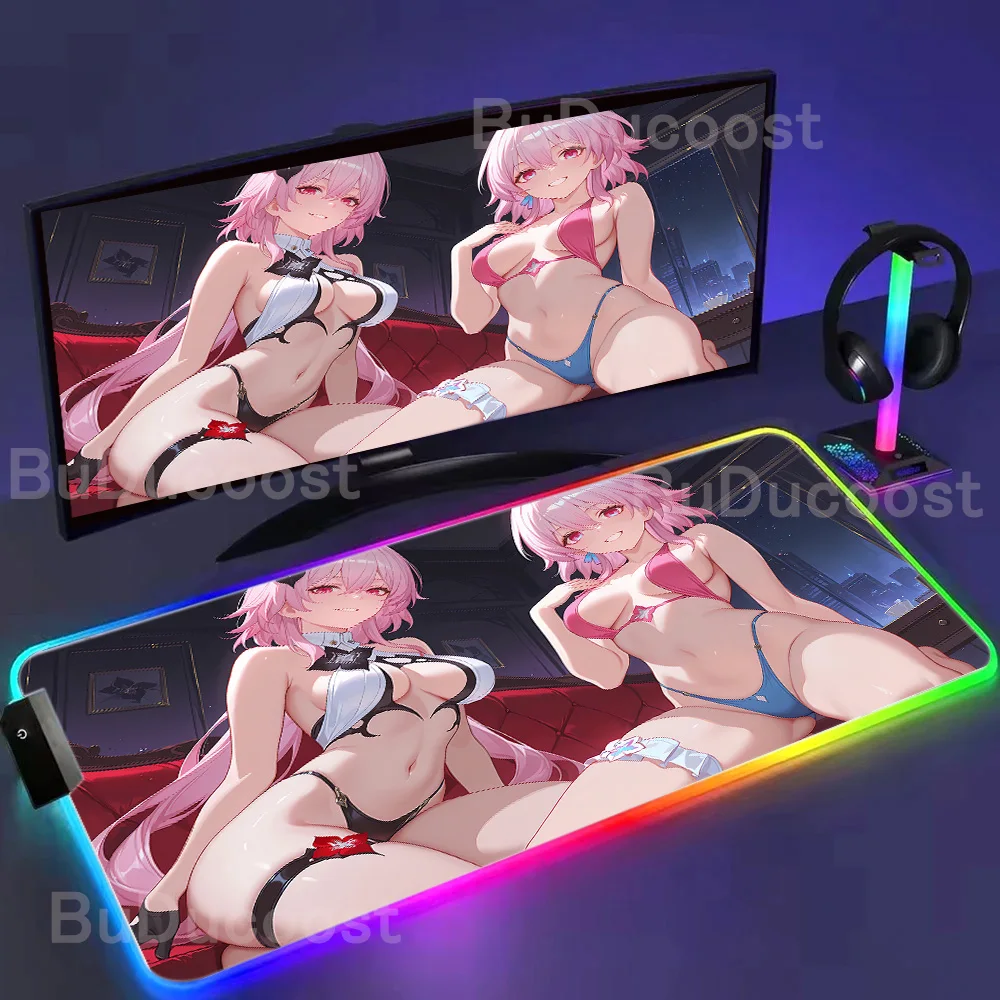

Evernight Коврик для мыши Honkai Star Rail HD Печать Аниме Девушки Мягкий многоразмерный коврик для клавиатуры PC RGB с замком для нескользящего коврика для мыши