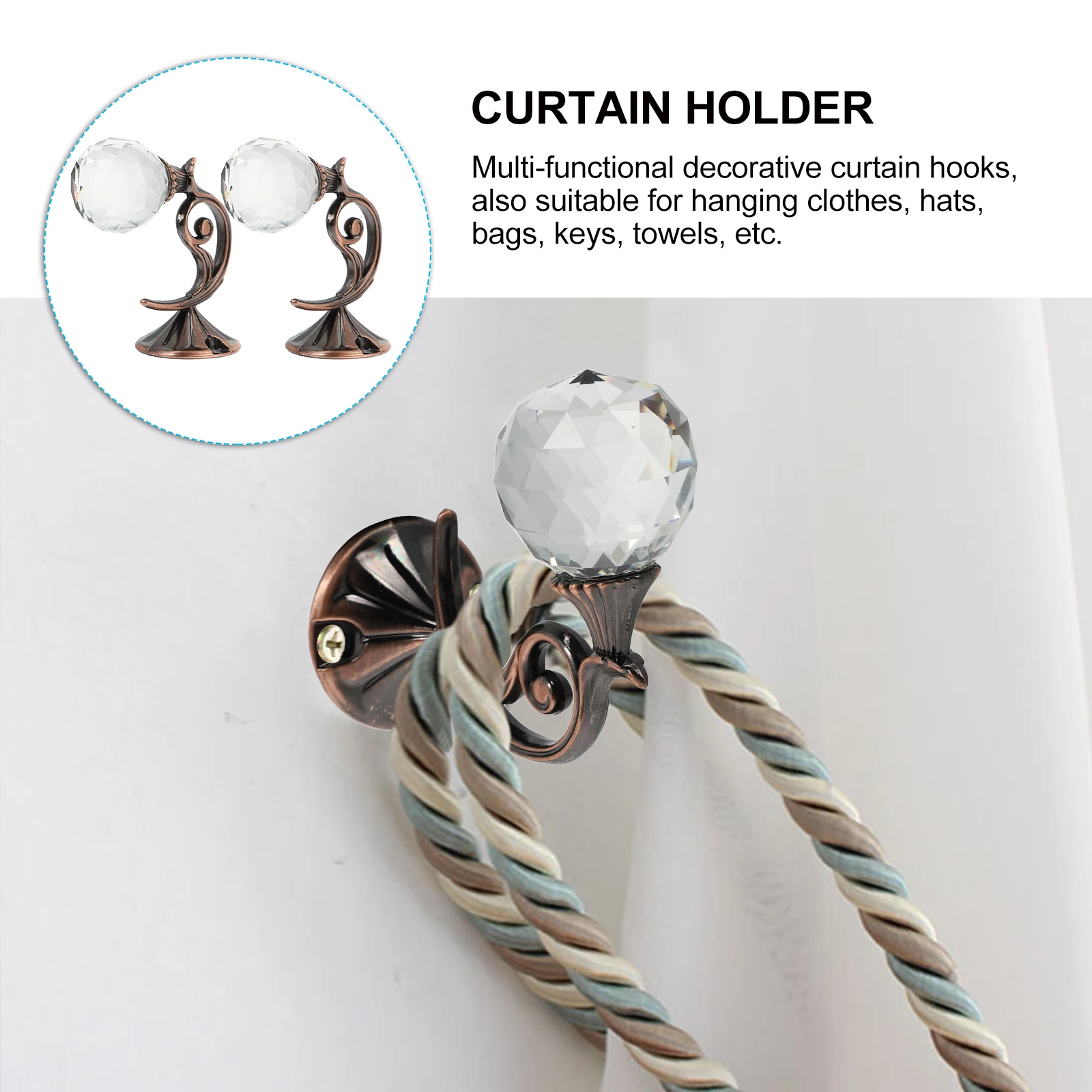 

2 Pcs Curtains Hook Tiebacks Wall Mounted Vintage Window Holder Accessories Holdback Lace up Holders for Red Drapes