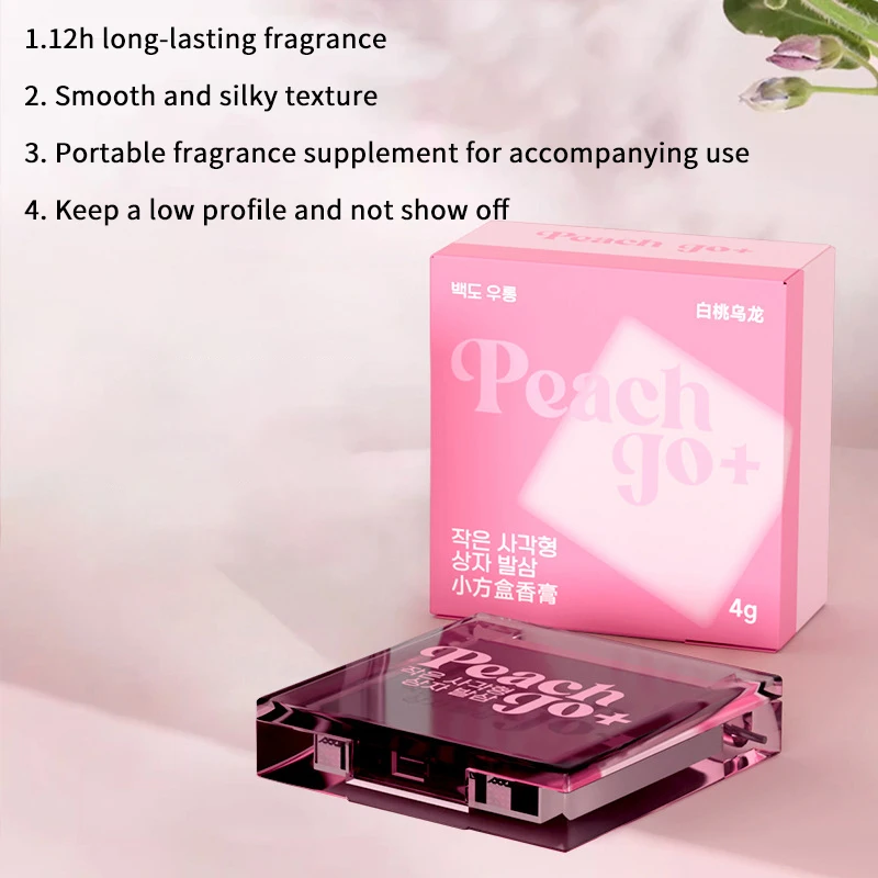 Small Square Box Solid Balm Deodorant Creamwhite Peach Oolong Jasmine Perfume Fresh Light Peach Portable Long-lasting Fragrance