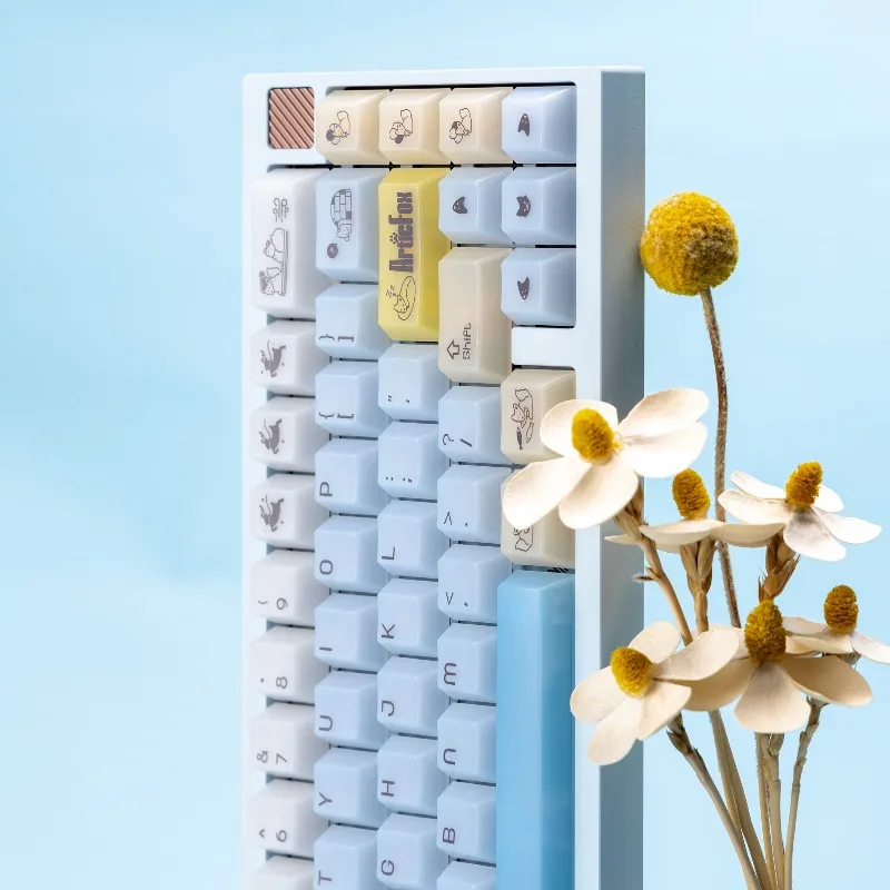 Icefield Fox Foggy Translucent Theme Keycaps Set Customized PC Cherry Profile Keyboard Caps for Mechanical Keyboard Accessories