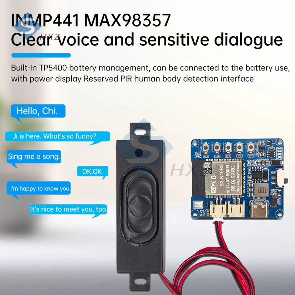 AI-Sprachmodul mit Mikrofon und Verstärker, programmierbares USB-C-Soundboard, kompatibel mit Deepseek/Qwen und PIR-Sensor für Heimwerker/Smart Home