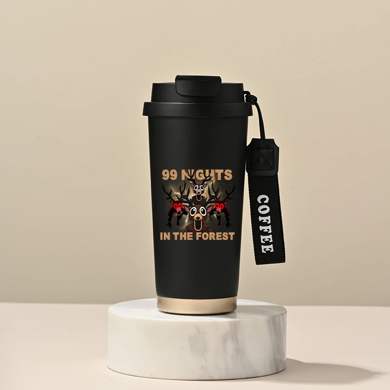 زجاجة مياه من الفولاذ المقاوم للصدأ 99 ليلاً في الغابة، كوب معزول محمول بسعة كبيرة، كوب ماء مطبوع عليه رسوم متحركة، هدية عيد ميلاد #3