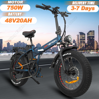 DREVETION AT20 Folding EBike 750W Motor 48V20AH Samsung Battery Electric Bicycle 20*4.0 inch Fat Tire  with Basket Electric Bike