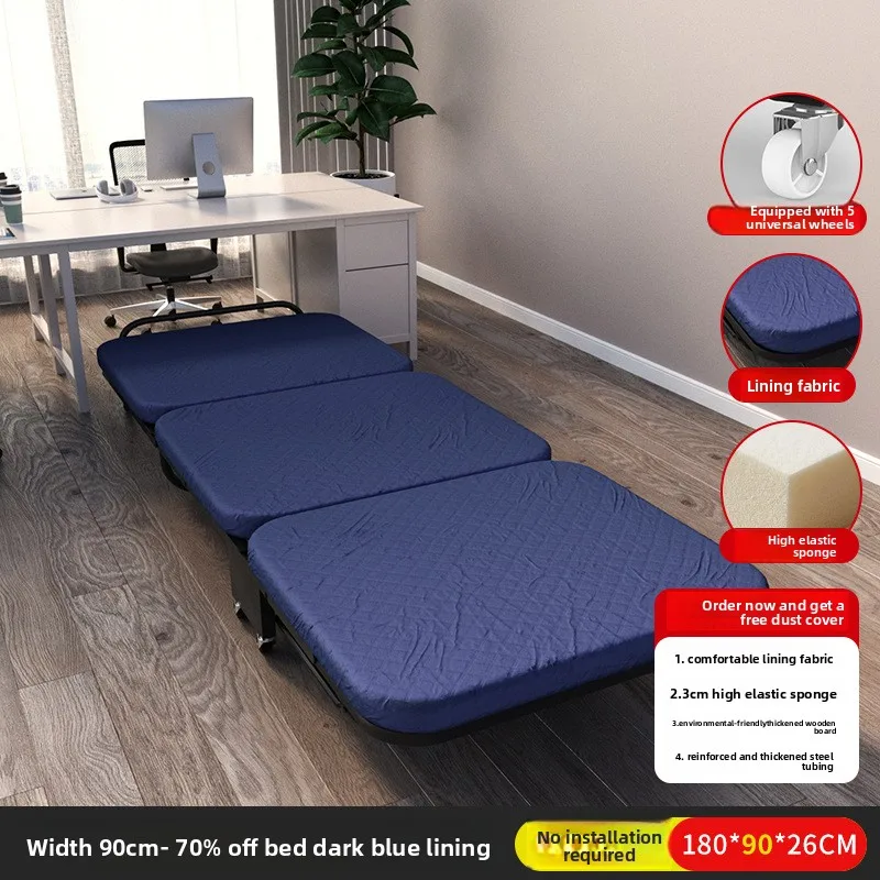 Lunch Break Bed Rollaway Bed Single Nap Bed Triple Fold Bed Camp Bed Office With Pulley Escort Bed Portable Sofa Bed