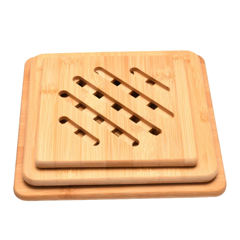 1 Pc Bamboo Kitchen Heat Insulation Pads Square Shape Natural Bamboo Mat for Hot Dishes/Pot/Bowl/Teapot/Hot Pot Holders