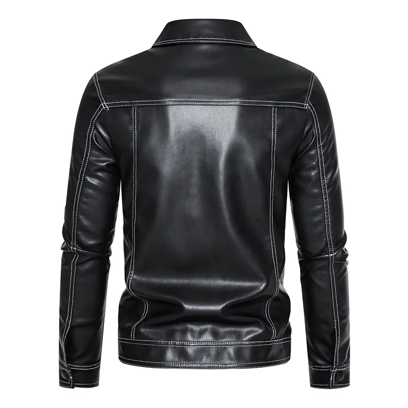 2024 Frühling und Herbst neue Herren Revers Motorrad Ledermantel Slim Fit Mode Freizeit jacke Herren Herren jacke