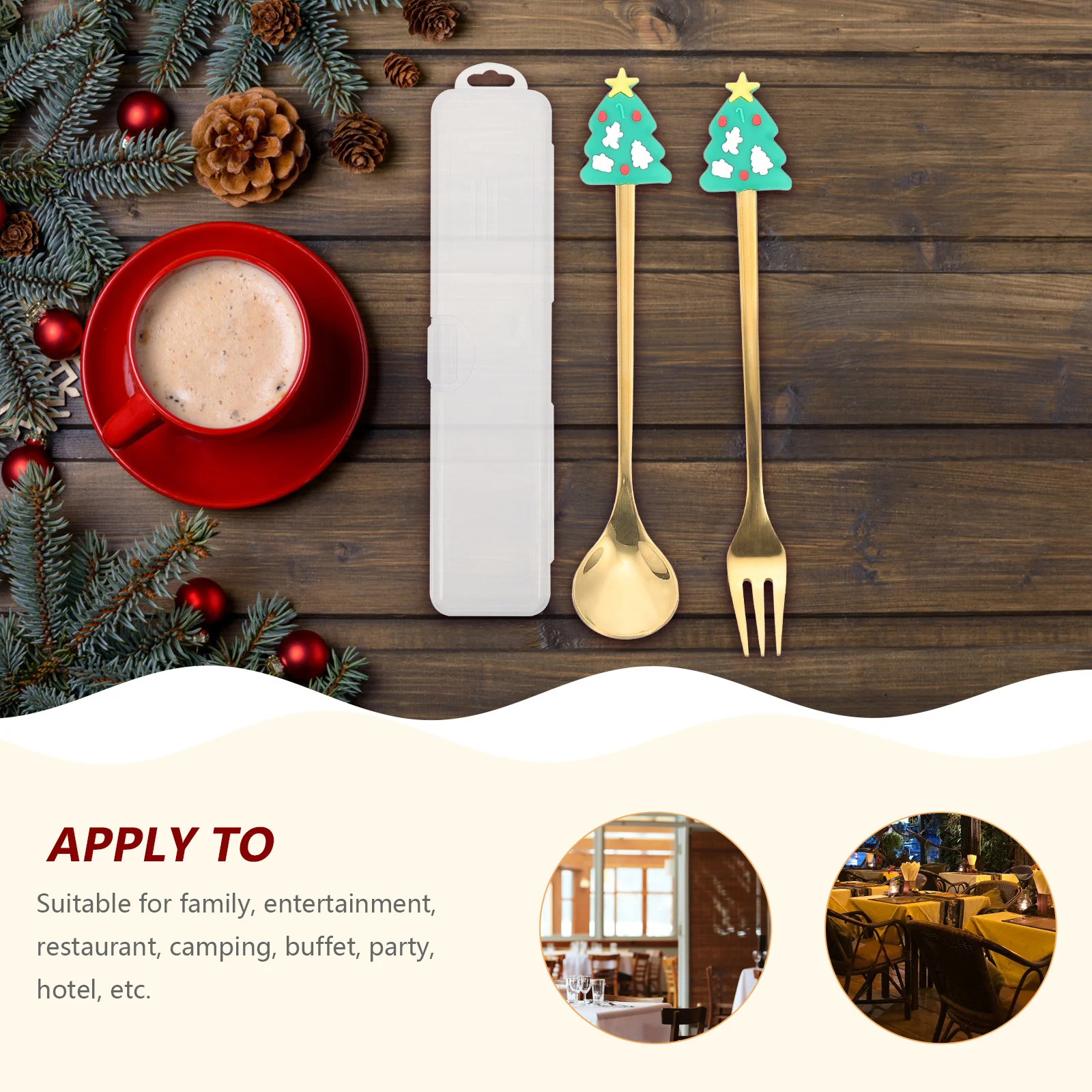 

1Set Stainless Steel Christmas Cutlery Set Dessert Spoon Fruit Fork Durable Travel Party Tableware Cartoon Food Cutlery Kit