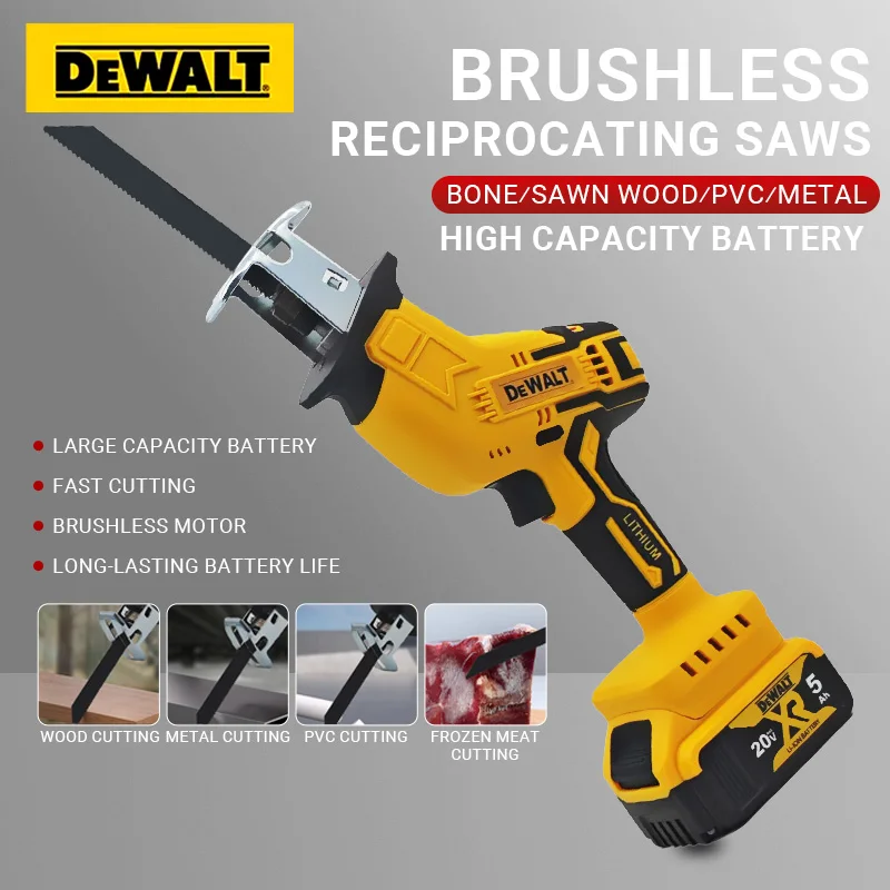 

Бесщеточная сабельная пила Dewalt, 2800 об/мин, многофункциональная, для резки металла, дерева и труб, электроинструмент для 20В