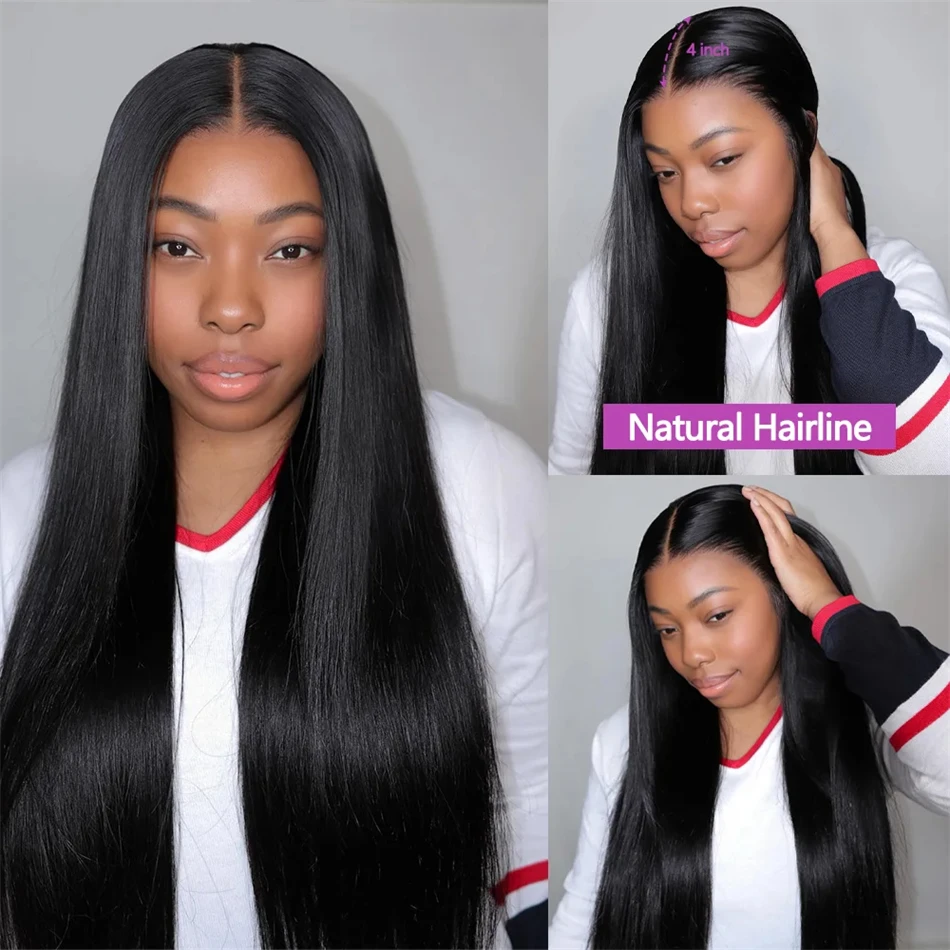 360 Full Lace Wigs for Black Women Medium 24 Inch Brazilian Bone Straight HD Transparent Lace Front Human Hair Wigs Pre Plucked