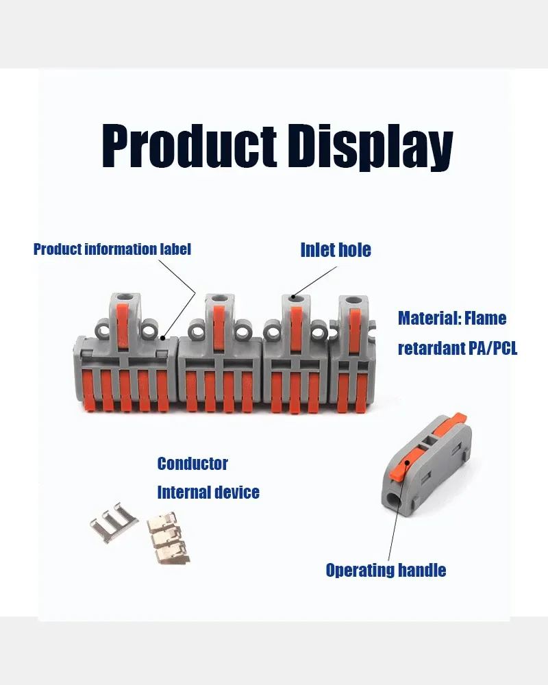 1PCS 1 in Multiple Out Fast Electrical Connectors Universal Quick Compact Splitter Wiring Cable Connector Push-in Terminal Block