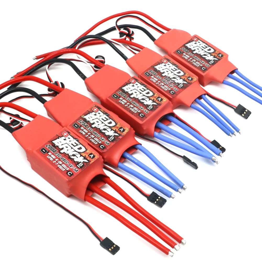 1pcs Red Brick ESC 50A/70A/80A/100A/125A/200A Brushless ESC Electronic Speed Controller 5V/3A 5V/5A BEC For FPV Multicopter