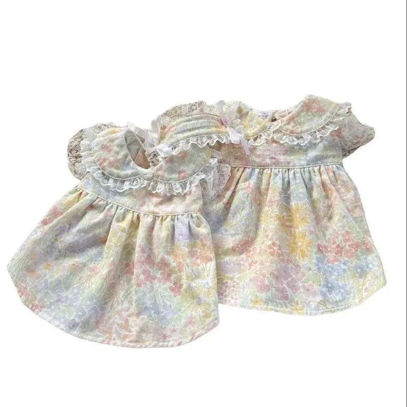 Summer Flower Pet Dog Clothes Floral Lace Suspender Short Princess Dress Puppy Skirt Teddy Bear Dog Home Clothing Dog Dresses