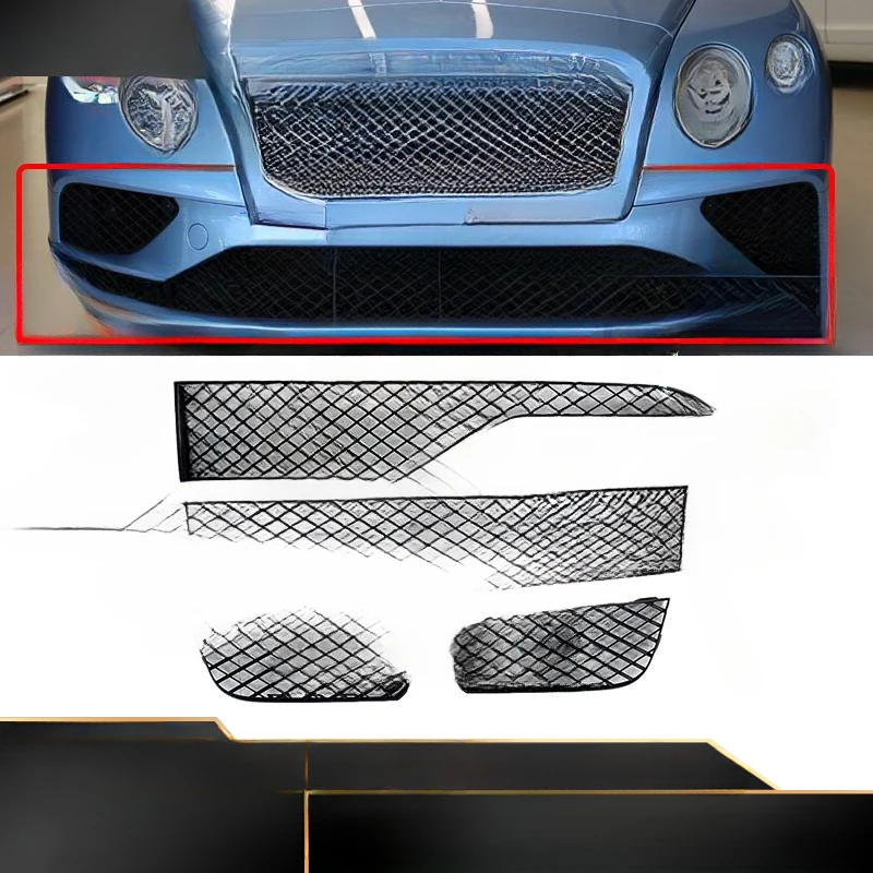 

For Bentley 2017 Continental GT Front Bumper Lower Middle Grille Electroplated Front Face Ventilation Mesh