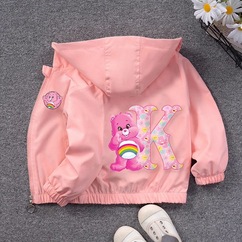 

Care Bears Children Jacket Girl Kawaii 26 Letter Patterned Trench Coat Cartoon Anime Waterproof Sweatshirt Pullover Hoodies Gift