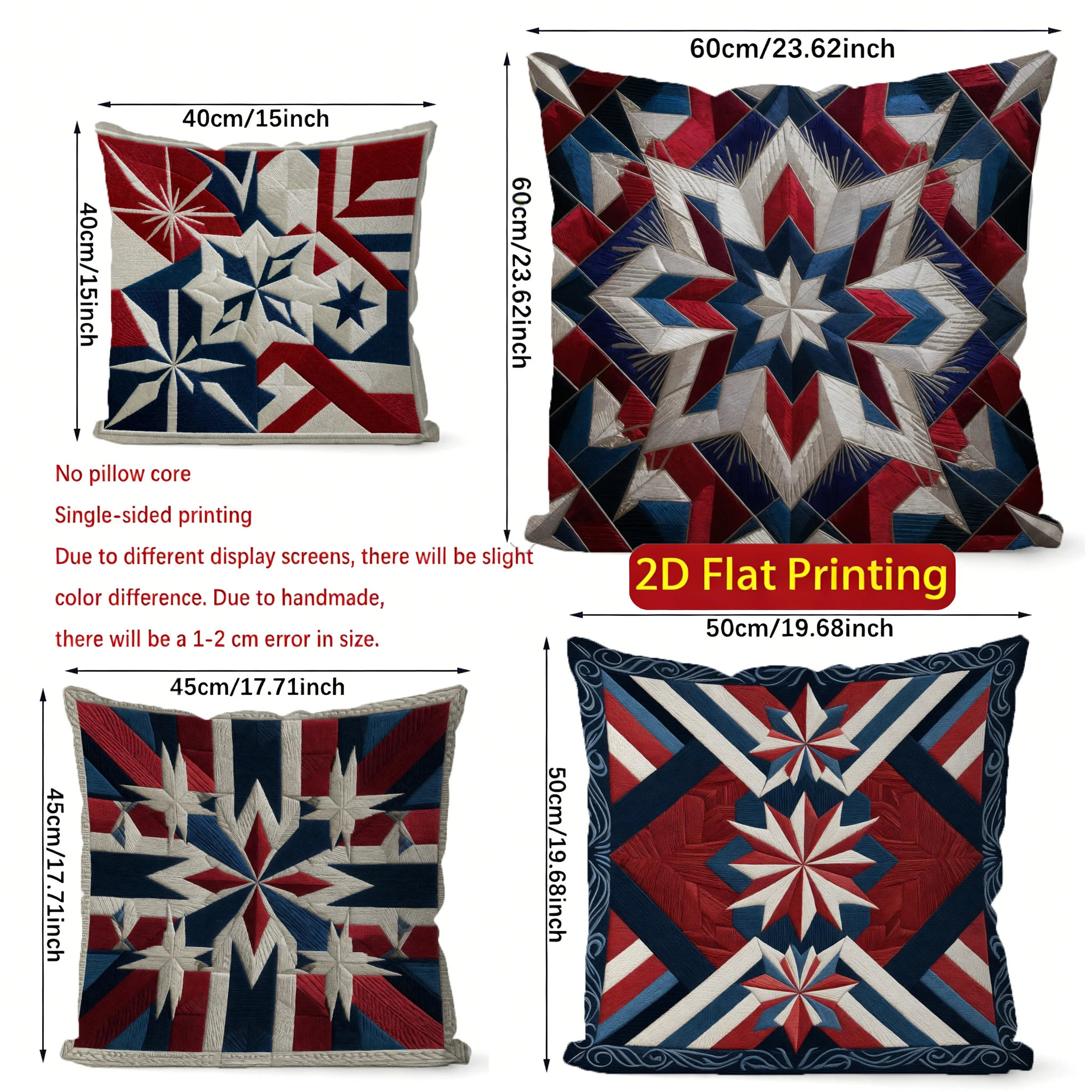 Patriotic Star Patchwork Decorative Pillow Covers Pattern Cushion Cover Suitable For Sofa Bedroom Car Pillow Cover