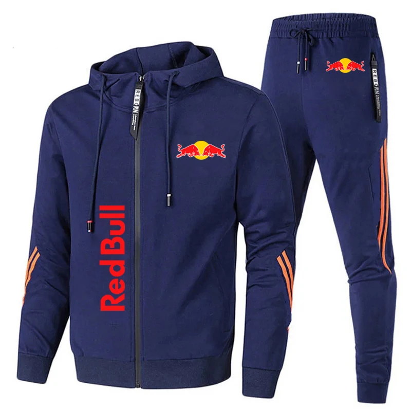 Red Bull Men's Hoodie Set 2-piece 2025 New Red Bull Printed Jacket Men's Winter Fashion Simple Hoodie Stormtrooper Coat Red Bull