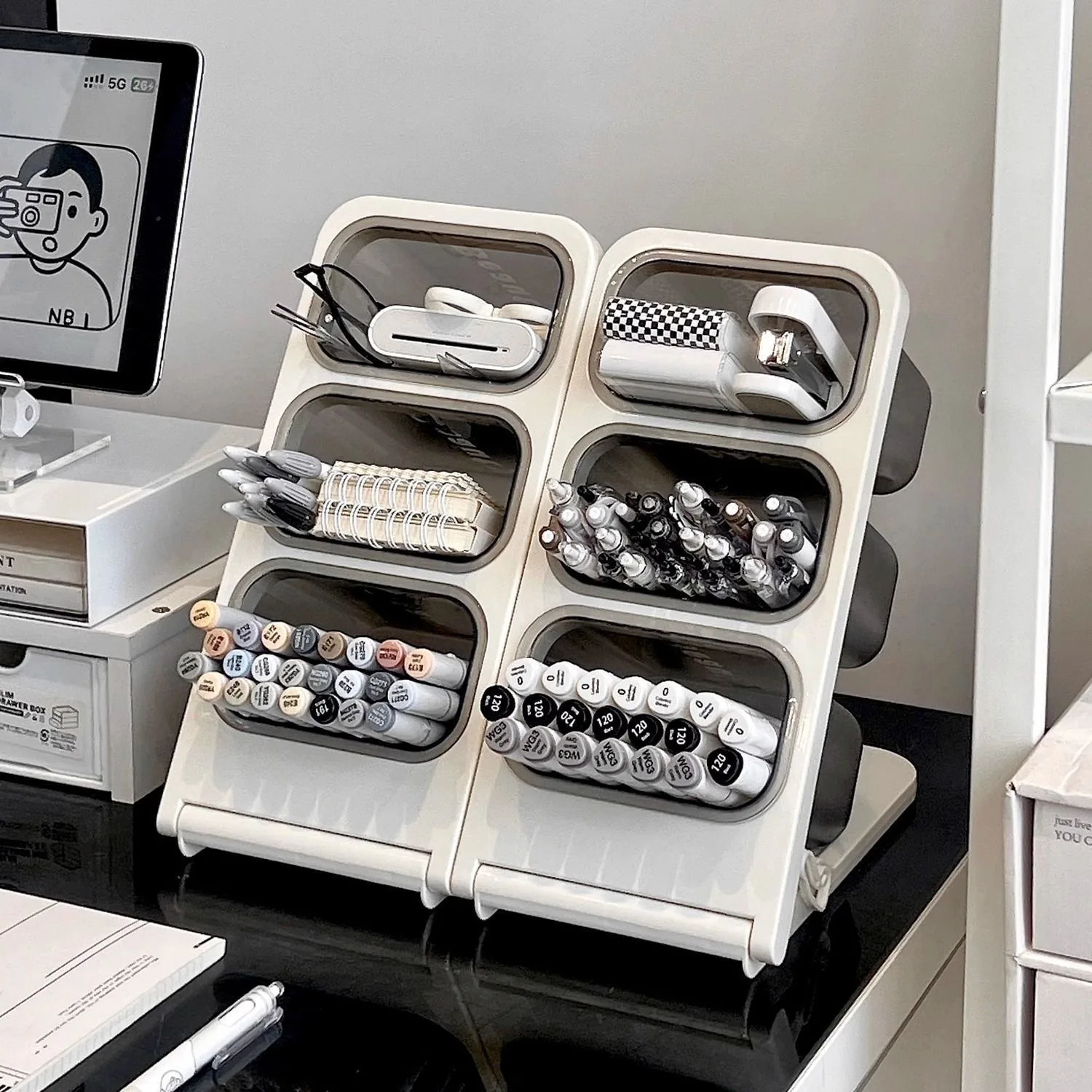 Detachable Slant Insert Pen Holder, Home Desk Pen Box, Office Desktop Pen Stand, Multi-layer Student Stationery Box