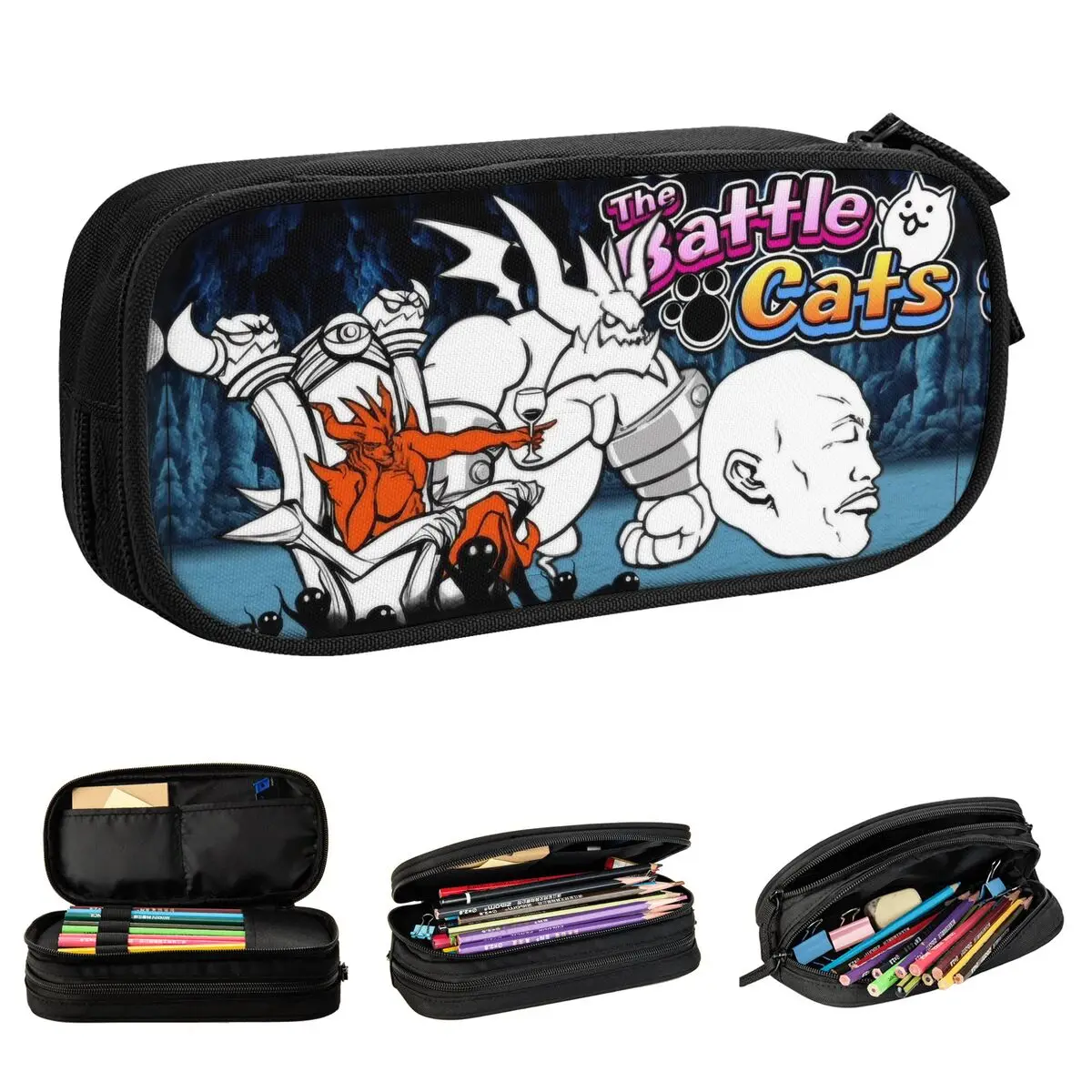 

Cartoon Game Pencil Case The Battle Cats Pencilcases Pen Holder for Student Big Capacity Bag School Supplies Zipper Stationery
