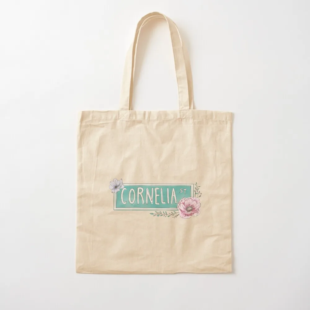 Watercolor Floral Cornelia Street Sign NYC Palette Tote Bag women bag tote bag screen Eco