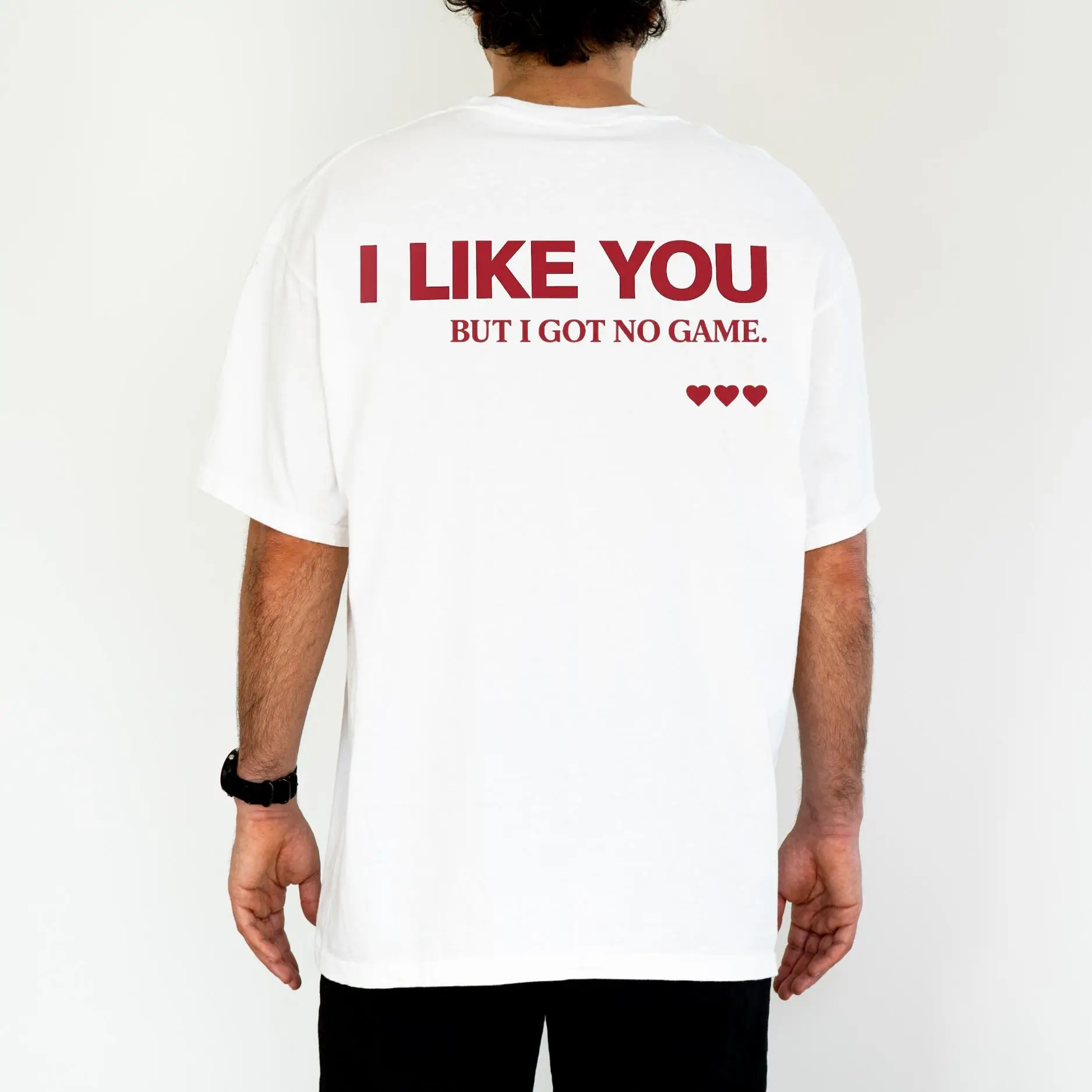 Men's Summer Simple and Fashionable Casual T-shirt  I Like You But Got No Game Shirt, Funny Valentine Shirt, Flirty Humor Quote