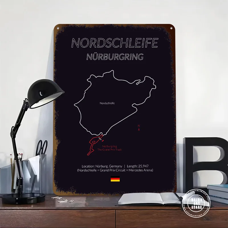 Nordschleife Nurburgring 3D Texture Metal Poster Customized Wall Art Tin Sign Gift for Mancave Living Room Decoration Items Home