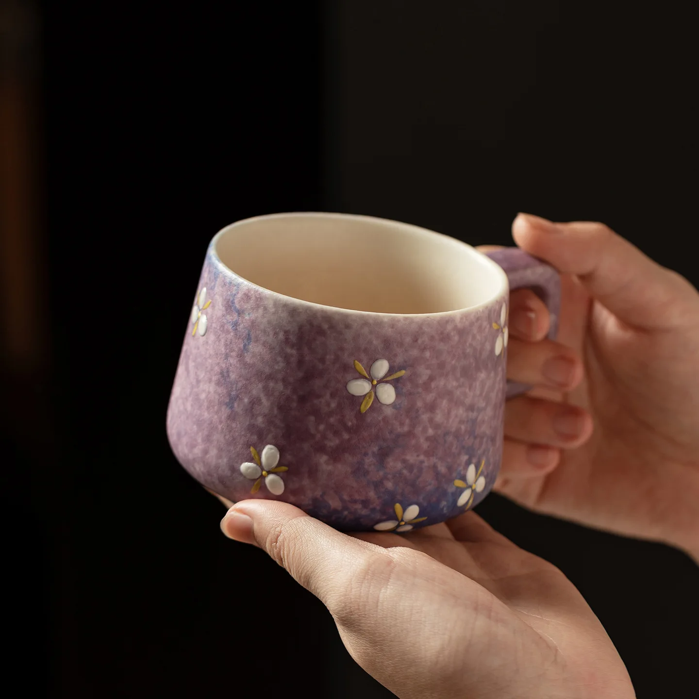 Gradient Hand Painted Ceramic Mug Creative Latte Art Cup Office Home Water Tea Brewing Daily Table Decor Gift