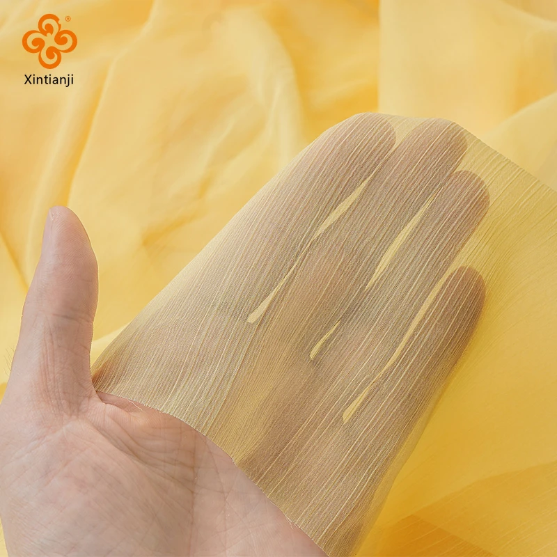 Chiffon Fabric By Meter Wrinkle Sheer Crepe Chiffon Lightweight Material For Wedding Veil Bridal Gown Party Decor DIY Sewing