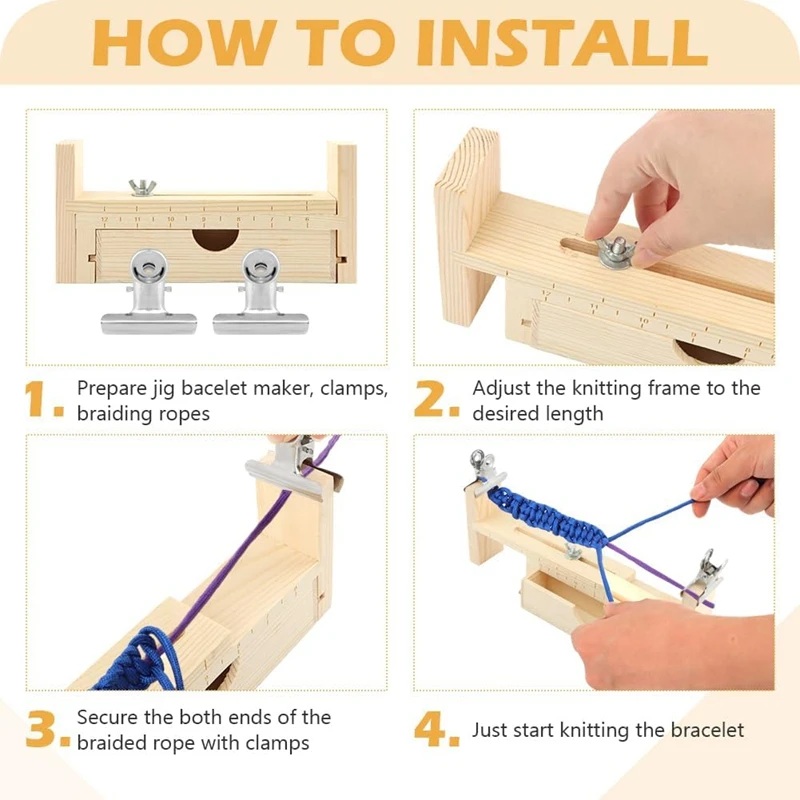 Wood Bracelet Jig With 2 Clamp,Adjustable Paracord Jig Bracelet Maker,Hand Knitting Bracelet Jig For Bracelets Necklaces