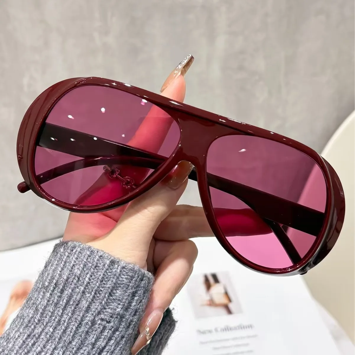 Vintage Brand Designer Flat Top Pilot Sunglasses For Women Popular Luxury Sun Glasses Punk Outdoor Driving Eyeglasses UV400