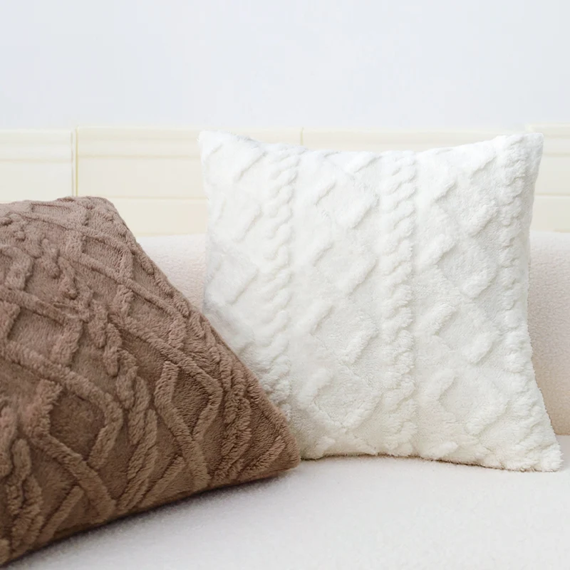 Plush Cushion Cover Geometric Pillow Cover for Living Room Sofa 45x45cm Decorative Pillow Home Decor Pillowcase