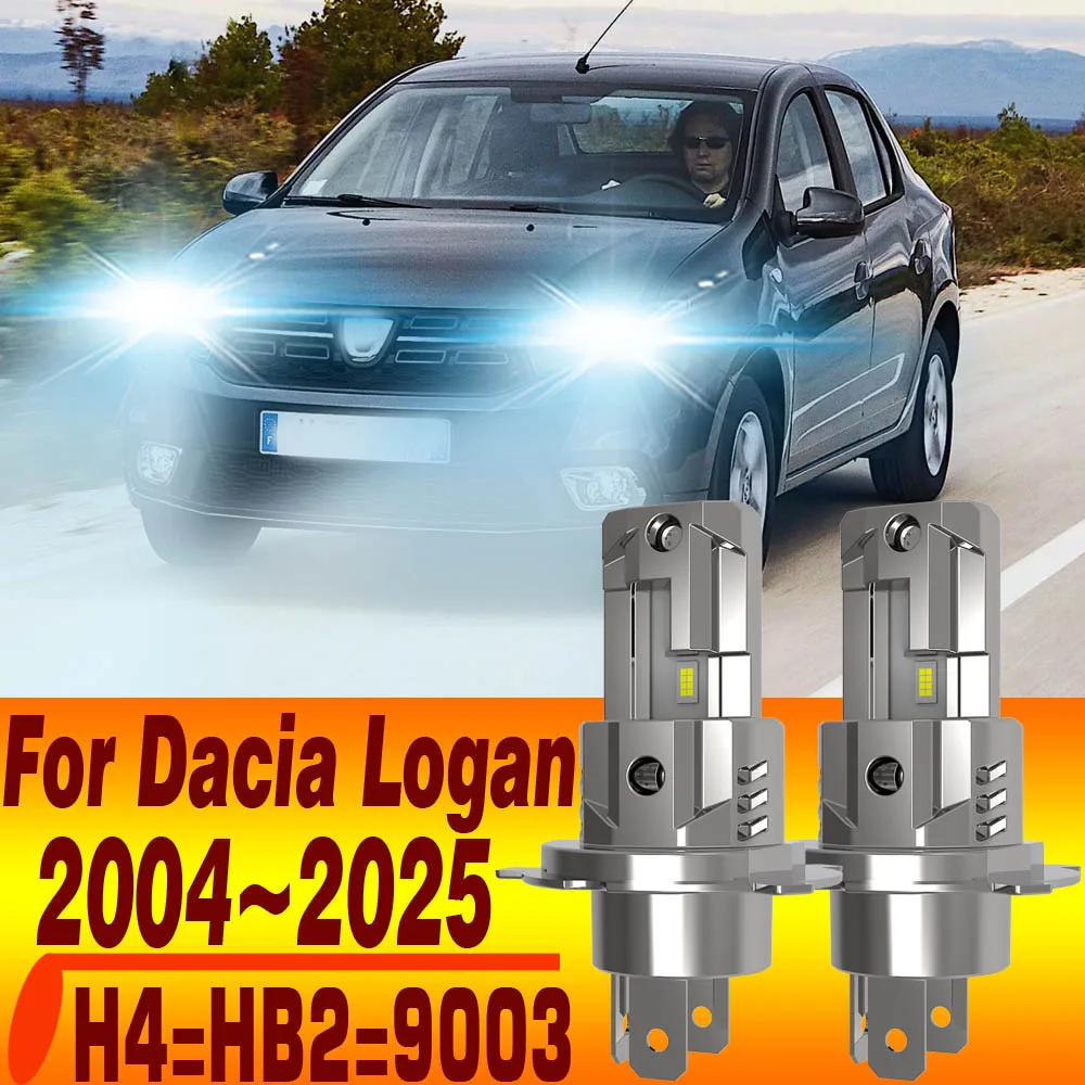2pcs H4 HB2 9003 Led Headlight Canbus No Error Car Bulb High Power White Fog Light Diode Lamp 12v 55w For Dacia Logan 2004~2025