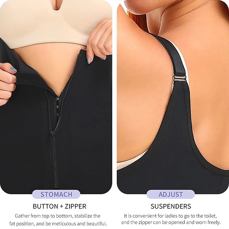 Slimming Shapewear for Women Postpartum Tummy Control Body Shaper Butt Lifter Bodysuit Zipper Open Bust Open Crotch Corset Fajas