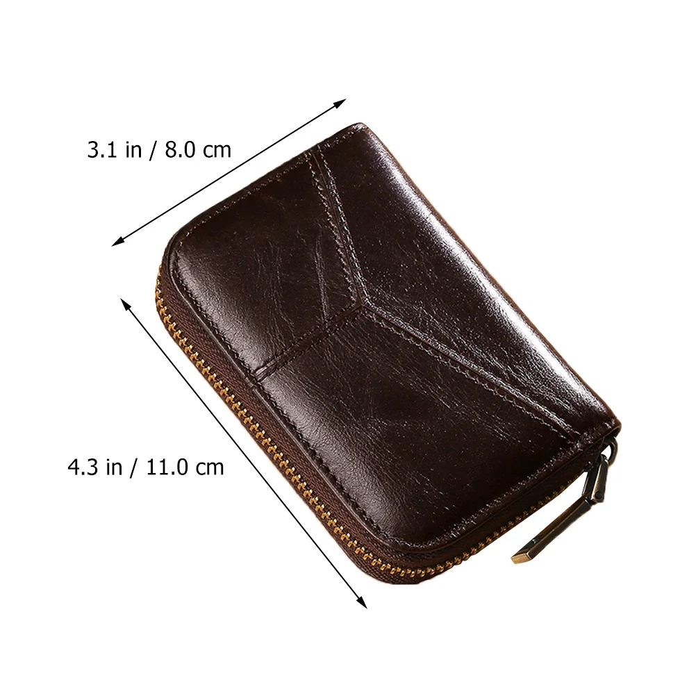 

Oil Wax Wallet For Men Women Multi-Function Card Holder With 10 Slots Zipper Coin Pocket Lightweight Portable Cards Case