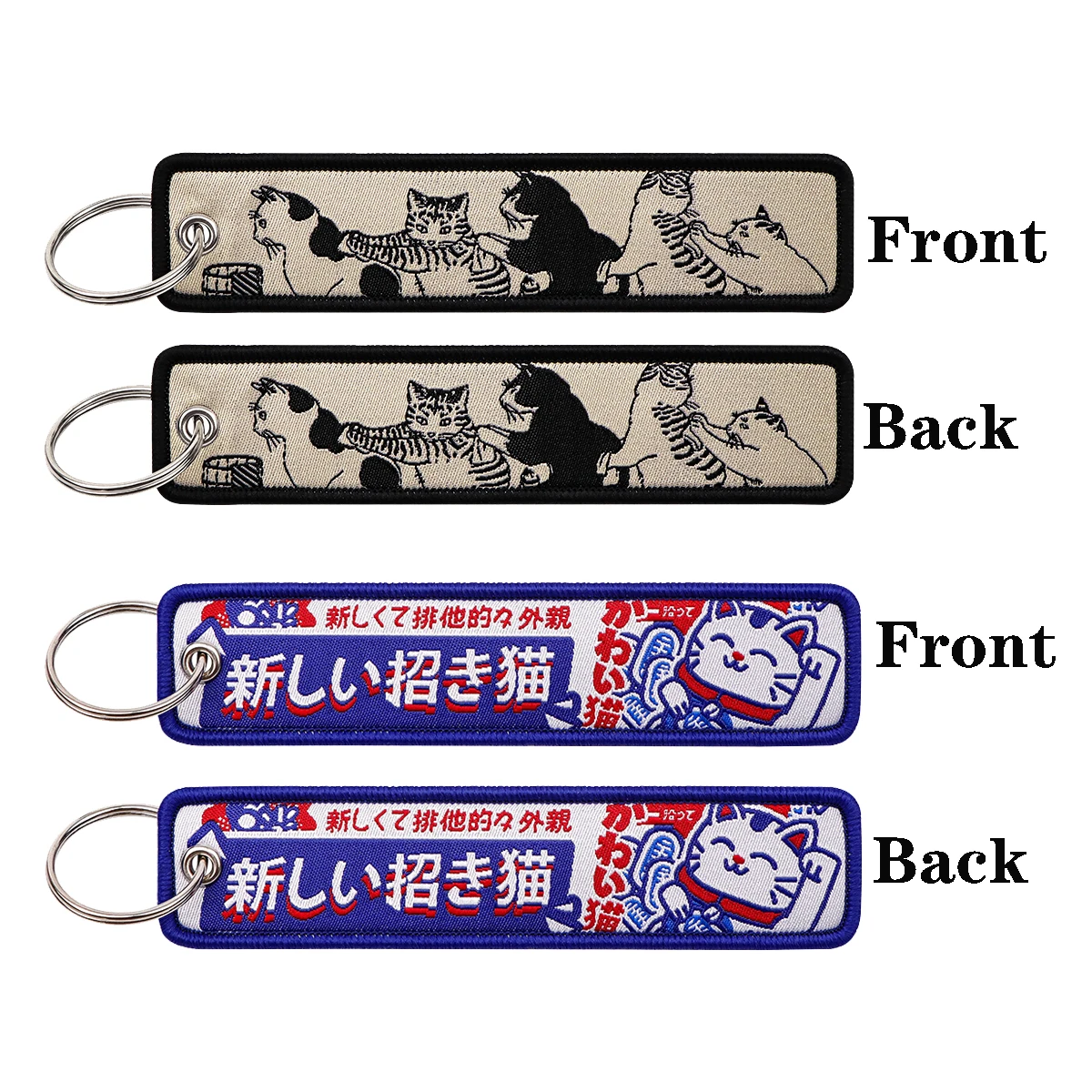 

Lucky Cat Embroidery Keychain Key Tag For Motorcycles Cars Backpack Chaveiro Fashion Keyring Gifts for Men Women Accessories