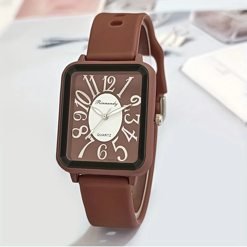 Fashion Rectangle Dial Women Quartz Watch Silicone Strap Casual Wristwatch for Students Reloj Mujer