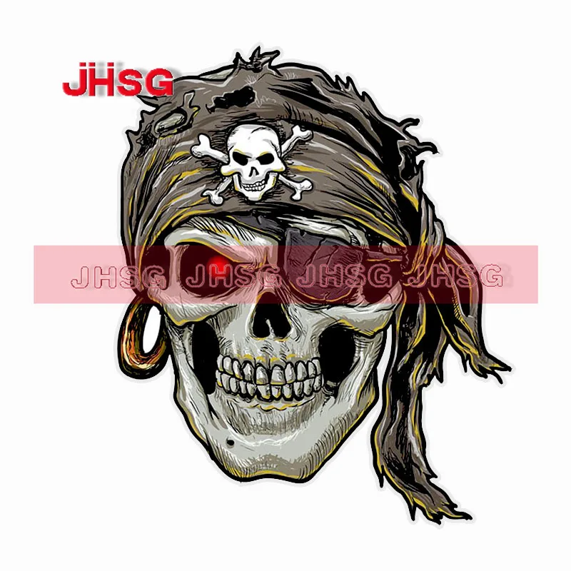 JHSG Car Stickers Fashion Pirate Skull PVC Motorcycle Truck Helmet Waterproof Decals Can Be Customized