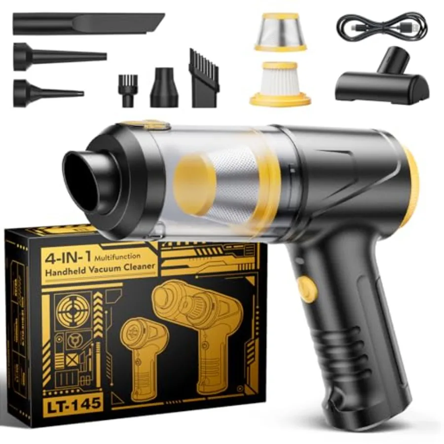 Handheld Vacuum Cleaner 21000Pa Suction with Brushless Motor 4-in-1 Portable Mini Car Vacuum with 2 Suction Modes Cordless Vacu